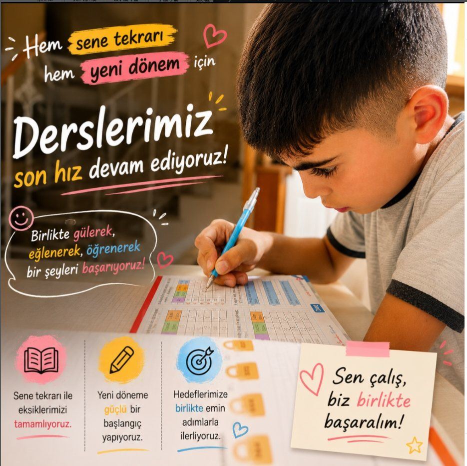 Sen çalış, biz birlikte başaralım! Sene tekrarı ve yeni dönem dersleri
